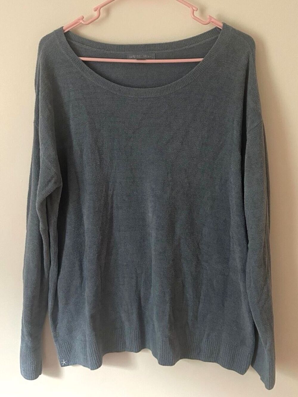 Barefoot Dreams Blue Gray Cozy Knit Scoop Neck Sweater Large